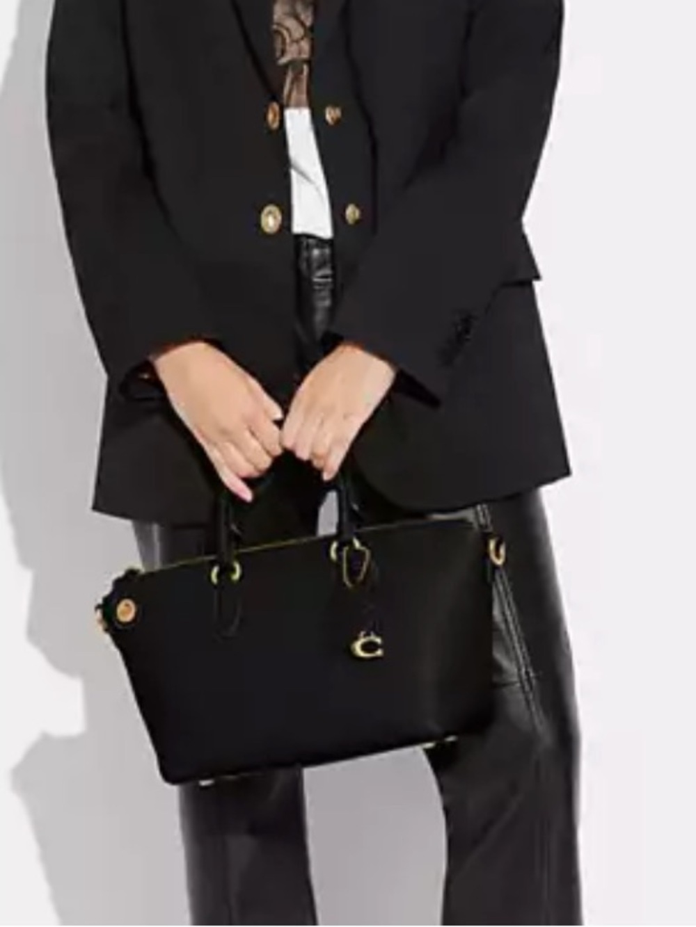 Coach Cara Satchel NWT CE741 Black Pebble - Picture 7 of 10